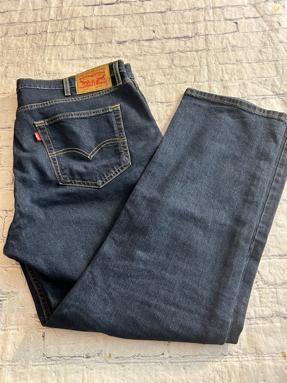 LEVI STRAUSS & CO. 514 MENS DARK WASH JEANS ORIGINAL RIVETED COTTON BLEND W40L30